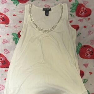 White House Black Market Cream Chain Detail Tank Top